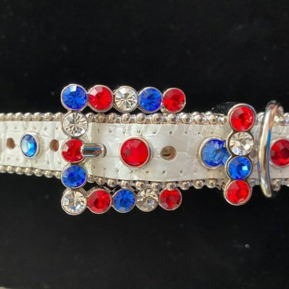 BB Simon Italian Leather Swarovski Crystal Dog Collar